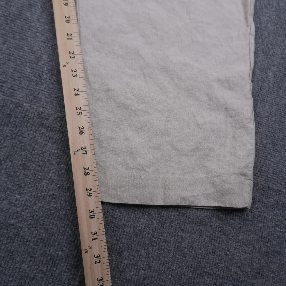 Murano 100% Linen Trousers Mens 48x30 Beige Pleated Straight Leg Pants
